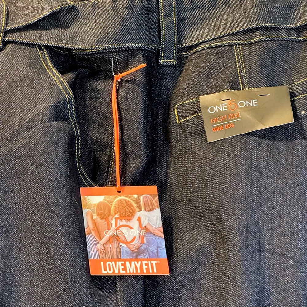 One 5 One Dark Indigo Wide Leg Jeans - Picture 7 of 9